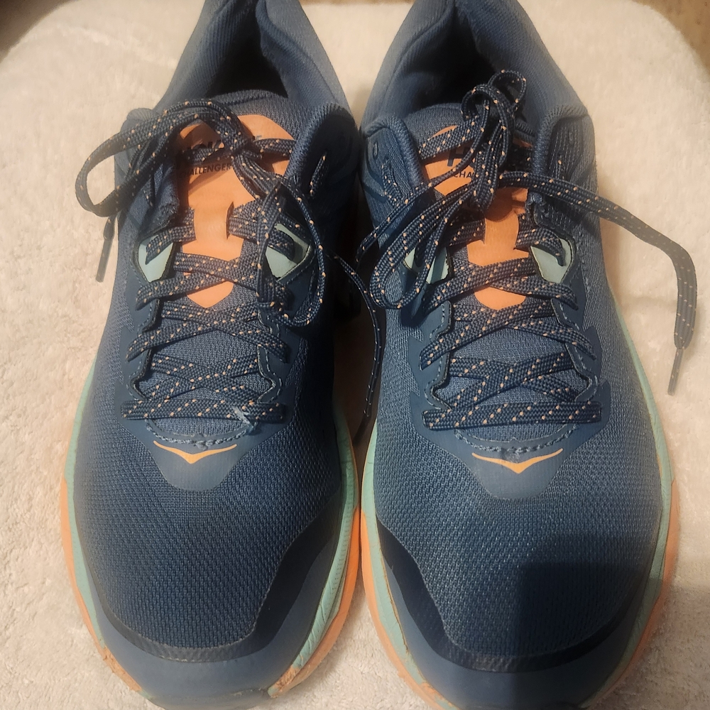 Hoka Blue and Orange Athletic Shoes